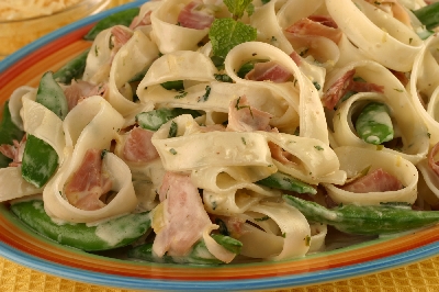 Sugar Snap Peas with Prosciutto and Mint