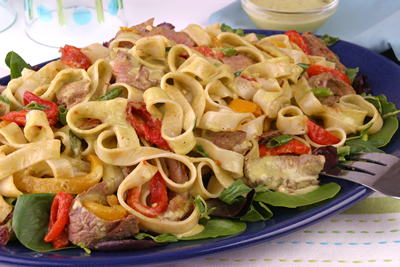 Pasta Salad with Grilled Steak and Peppers Recipe